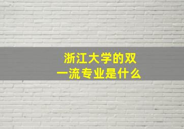 浙江大学的双一流专业是什么