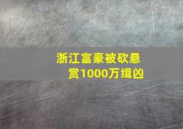 浙江富豪被砍悬赏1000万缉凶