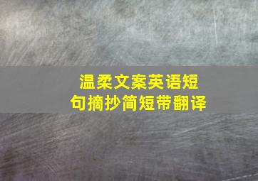 温柔文案英语短句摘抄简短带翻译