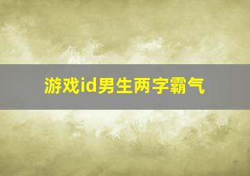 游戏id男生两字霸气