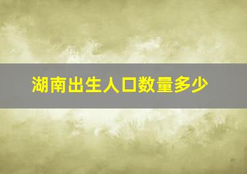 湖南出生人口数量多少