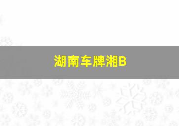 湖南车牌湘B