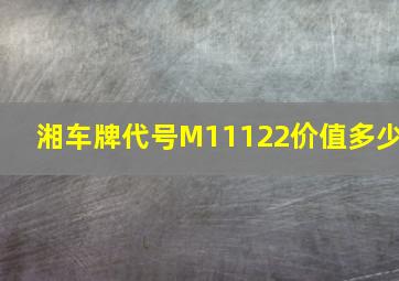 湘车牌代号M11122价值多少