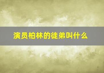 演员柏林的徒弟叫什么