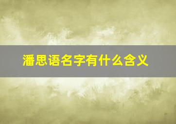 潘思语名字有什么含义