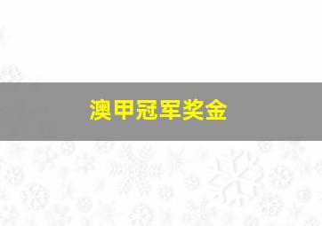 澳甲冠军奖金