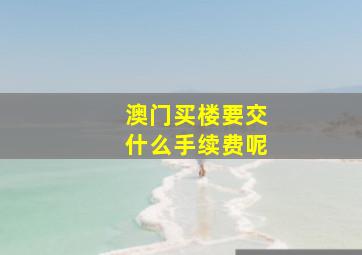 澳门买楼要交什么手续费呢