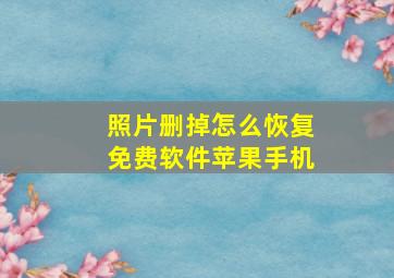 照片删掉怎么恢复免费软件苹果手机