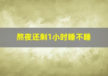 熬夜还剩1小时睡不睡