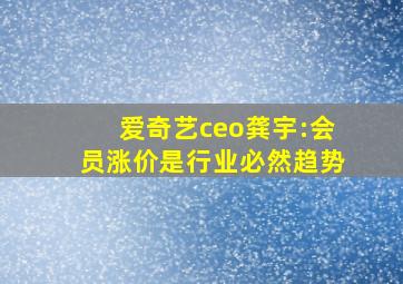 爱奇艺ceo龚宇:会员涨价是行业必然趋势