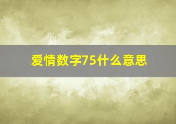 爱情数字75什么意思