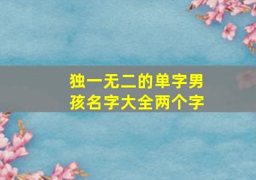 独一无二的单字男孩名字大全两个字