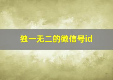 独一无二的微信号id