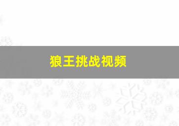 狼王挑战视频