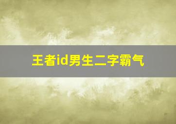 王者id男生二字霸气