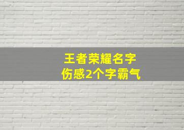 王者荣耀名字伤感2个字霸气