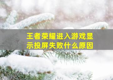 王者荣耀进入游戏显示投屏失败什么原因