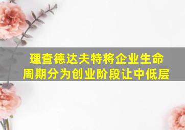 理查德达夫特将企业生命周期分为创业阶段让中低层