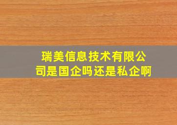 瑞美信息技术有限公司是国企吗还是私企啊