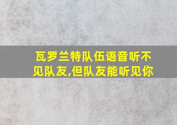 瓦罗兰特队伍语音听不见队友,但队友能听见你