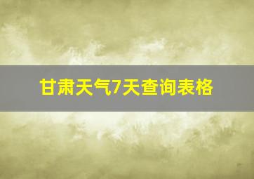 甘肃天气7天查询表格