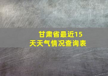 甘肃省最近15天天气情况查询表