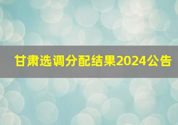 甘肃选调分配结果2024公告