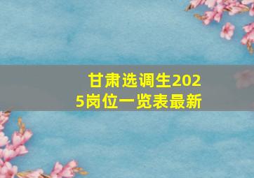 甘肃选调生2025岗位一览表最新