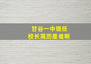 甘谷一中现任校长简历是谁啊