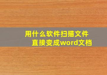 用什么软件扫描文件直接变成word文档