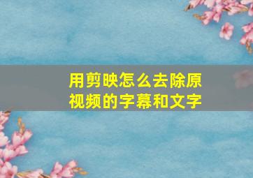 用剪映怎么去除原视频的字幕和文字