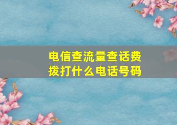 电信查流量查话费拨打什么电话号码