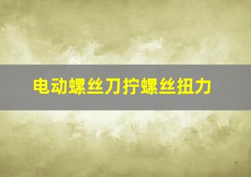 电动螺丝刀拧螺丝扭力