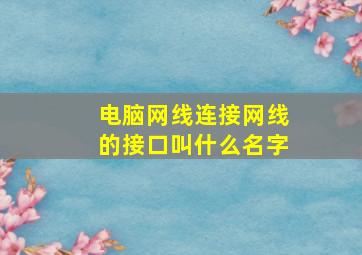 电脑网线连接网线的接口叫什么名字