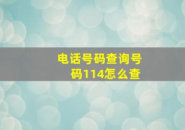 电话号码查询号码114怎么查