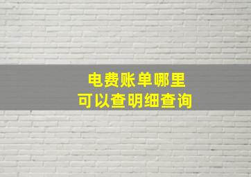 电费账单哪里可以查明细查询