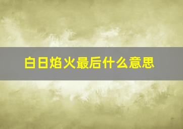 白日焰火最后什么意思