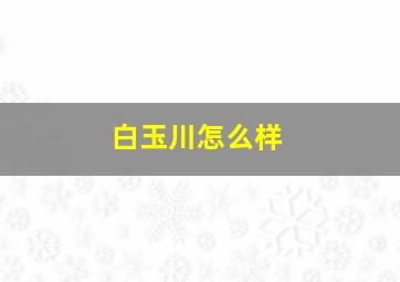 白玉川怎么样