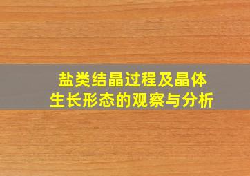 盐类结晶过程及晶体生长形态的观察与分析