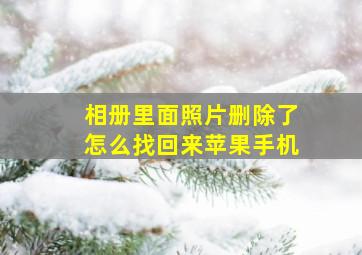 相册里面照片删除了怎么找回来苹果手机