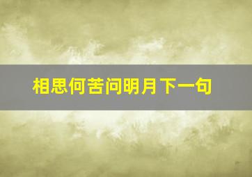 相思何苦问明月下一句