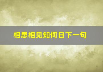 相思相见知何日下一句