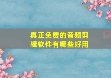 真正免费的音频剪辑软件有哪些好用