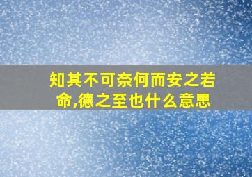 知其不可奈何而安之若命,德之至也什么意思