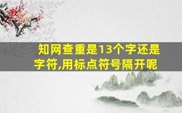 知网查重是13个字还是字符,用标点符号隔开呢