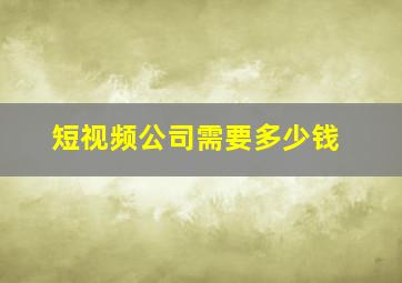 短视频公司需要多少钱