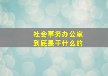 社会事务办公室到底是干什么的