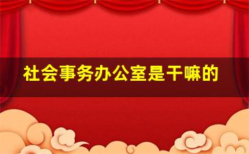 社会事务办公室是干嘛的