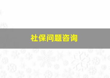 社保问题咨询