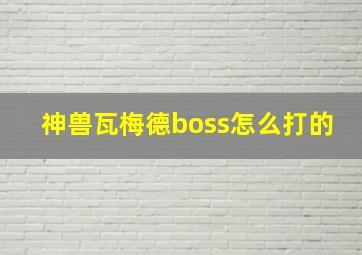 神兽瓦梅德boss怎么打的